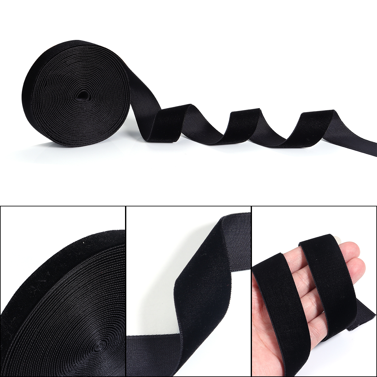 5-10 Meter/Rolle Samtbänder Schwarz Weinrot Farbe Single Gesicht Beflockung Gurtband für DIY Weihnachten Handwerk Verpackung Dekoration