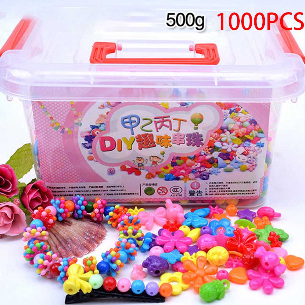 1000 stk diy håndlavet beaded legetøj med opbevaringsboks pige smykker armbånd smykker gør legetøj uddannelsesmæssige børn: B