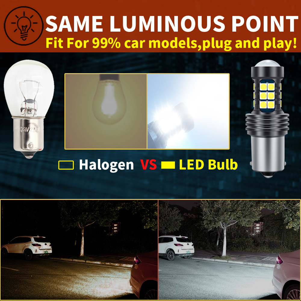 2 uds P21W BA15S 1156 T15 W16W 912 921 T20 W21W 7440 WY21W 7440NA luz Led de marcha atrás para coche lámpara de respaldo DRL bombilla de freno trasero 12v