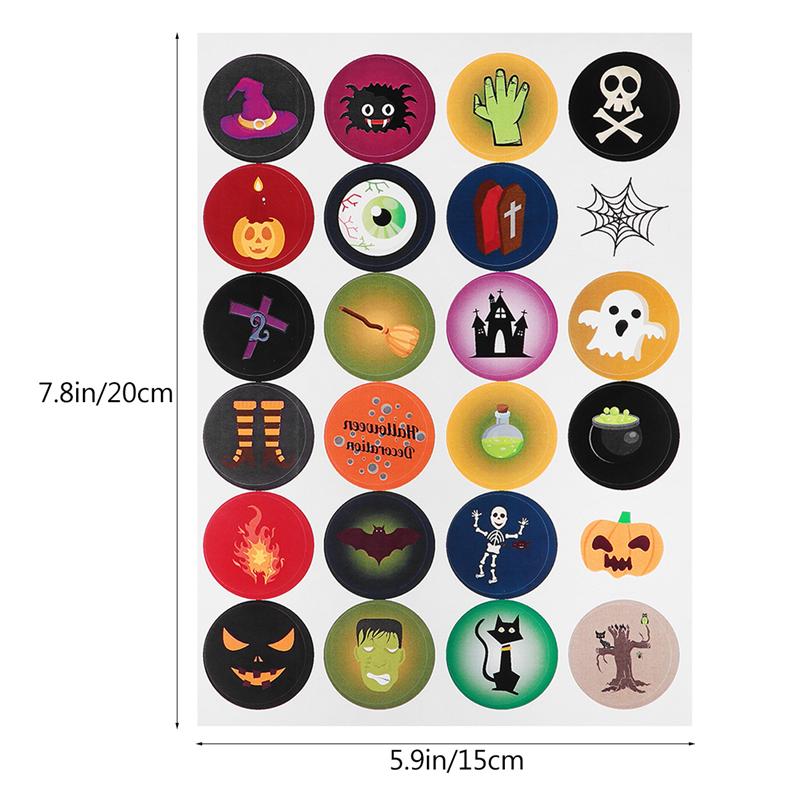 10 vellen halloween-tasstickers met zelfklevende etiketten (geassorteerde kleuren)
