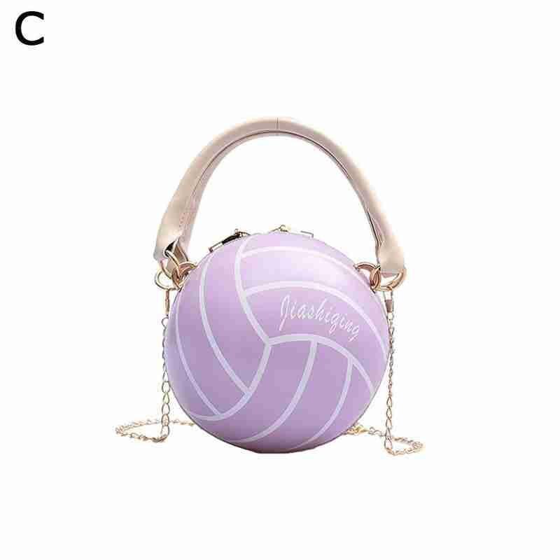 Bolso de hombro con cremallera para mujer, Bola de voleibol de cuero PU, baloncesto, cadena, cruzado, L2N9: C