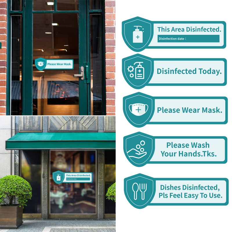 2pc Restaurant School Office Warning Sign Shop Welcome Sign Disinfected Sign Acrylic Signage Stickers Prevention Tips Sign