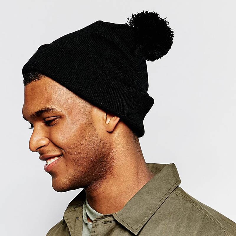 Vinter huer strikkede kvinder hatte pom poms kasketter ensfarvet herre hue varme tykke huer unisex efterår afslappede huer