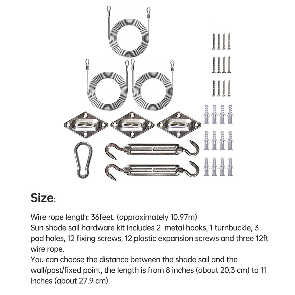 Sonne Sonnensegel Hardware Kit Markise Baldachin Befestigung Installation Accessraies Mit 36 Ft Draht Seil Karabiner Clip Haken Schrauben Silber