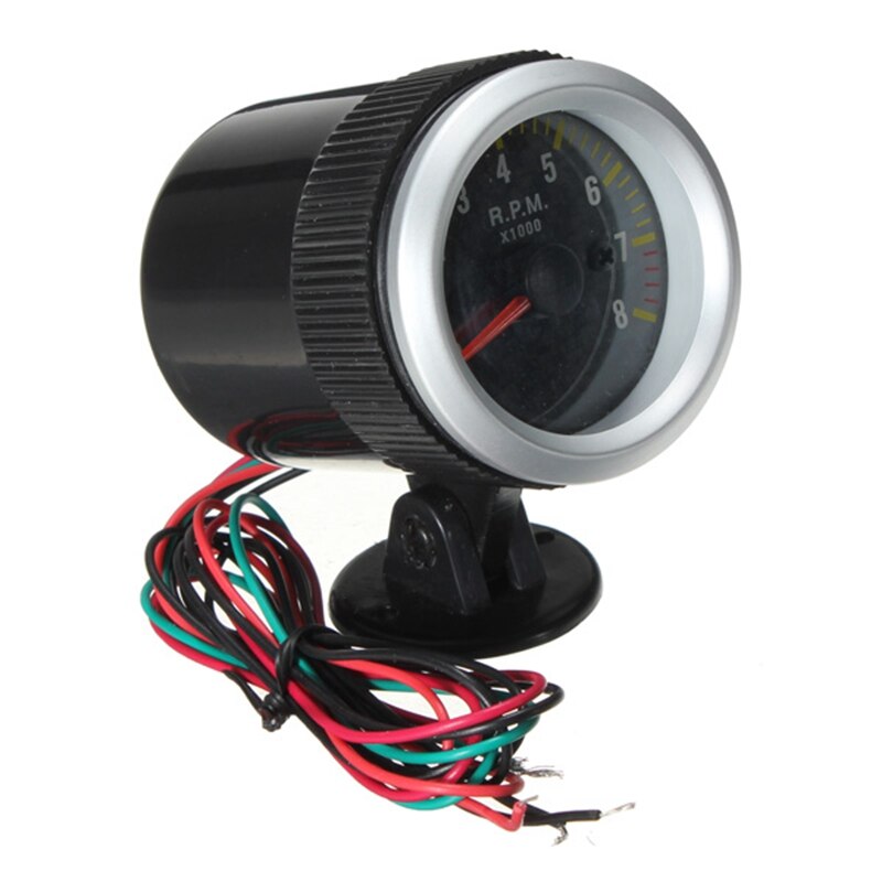 2 Inch 52Mm 0 - 8000 Rpm Rev Tacho Gauge Auto Toerenteller Carbon Fiber Gezicht Gele Led