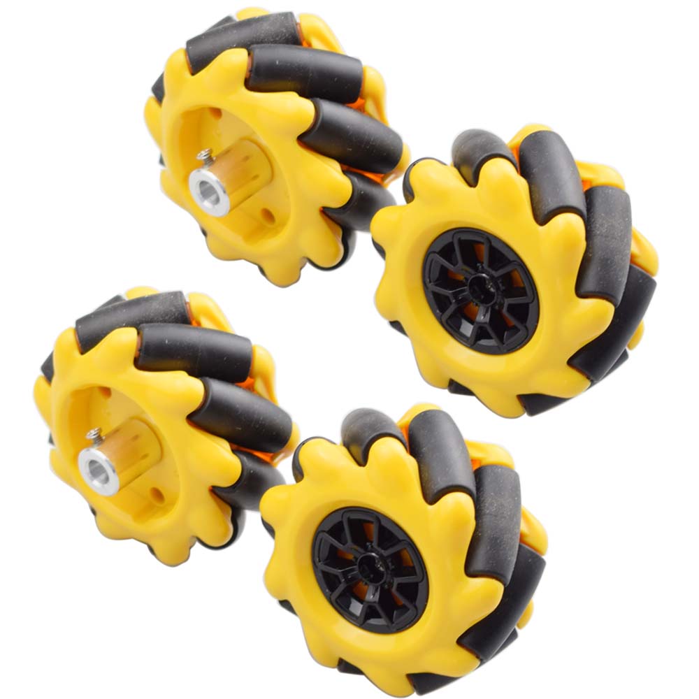 5KG Load Yellow 60mm Mecanum Wheels with 4/6mm Couplings for Arduino Raspberry PI STM32 DIY STEM Toy Parts