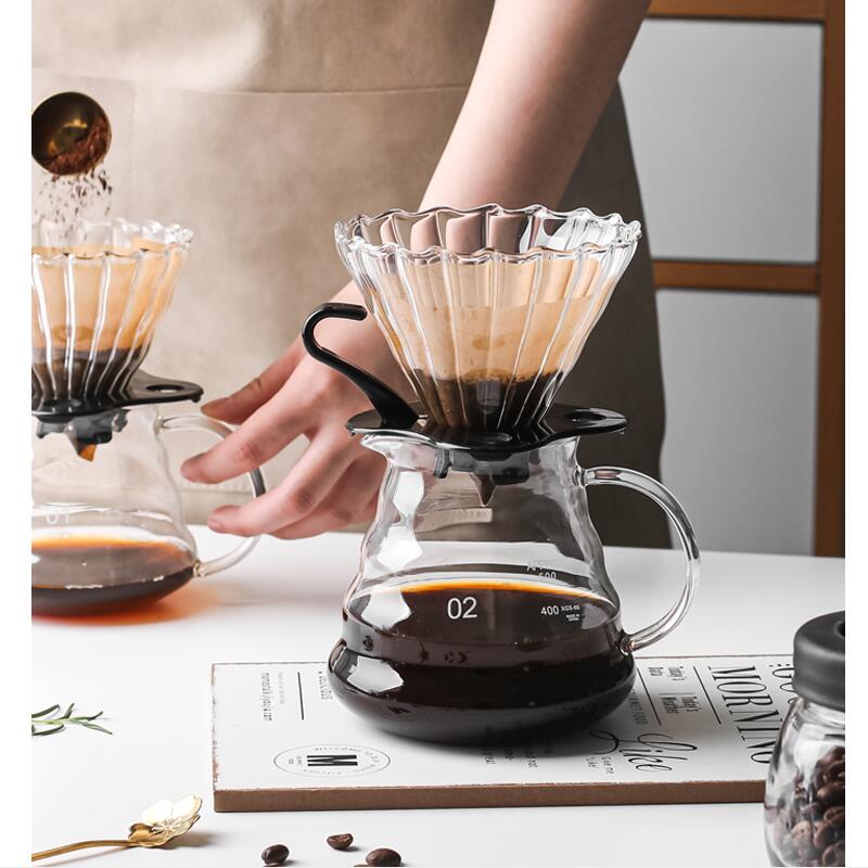 Pour Over Coffee Maker Set Coffee Carafe Pour Over Coffee Tea Kettle Stainless Steel Cof Coffee Dripper and Glass Coffee Server