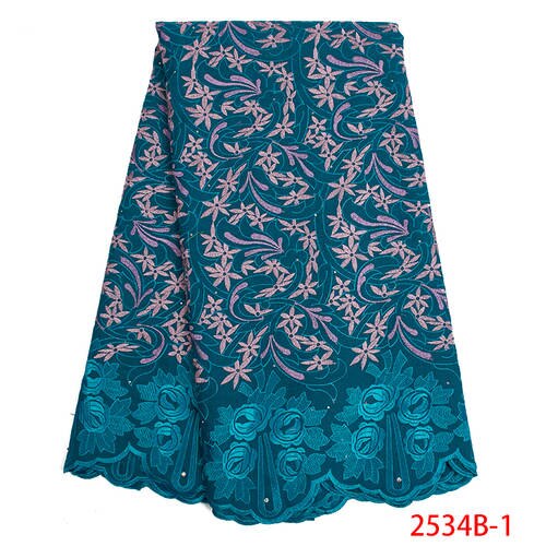 Bedst sælgende fransk blonder stof schweizisk voile blonder stof broderi bomuld med sten til kjoler  ks2534b-3: Billede 1