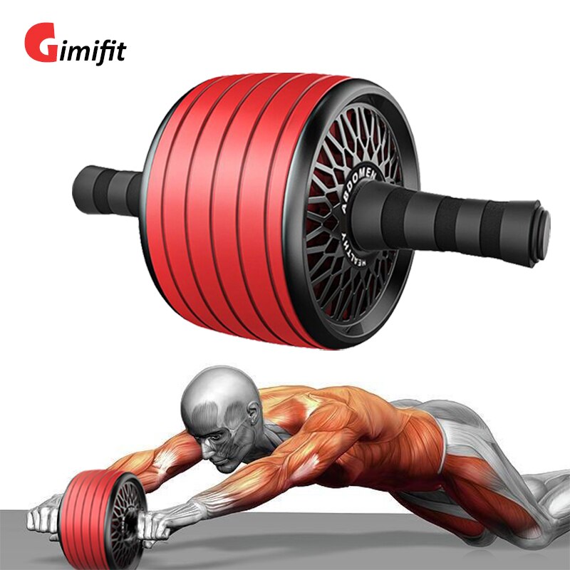 Gimift Abdominals Exercise Wheel Wider AB Roller Noiseless Abdominal Core Muscle Building Workout Gym Home Fitness Equipment