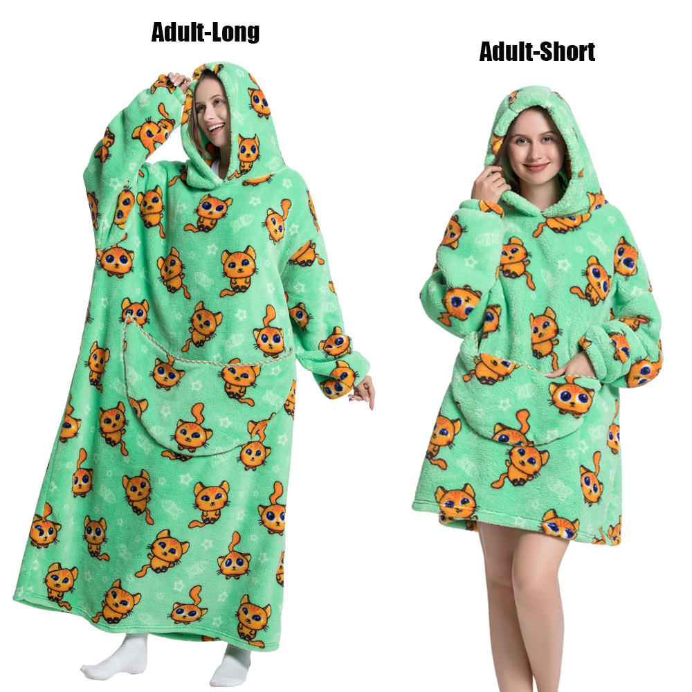 Mantas con mangas para mujer, sudaderas con capucha de gran tamaño muy cálidas para adultos, pijama de franela de felpa para invierno, manta usable para hombres y mujeres