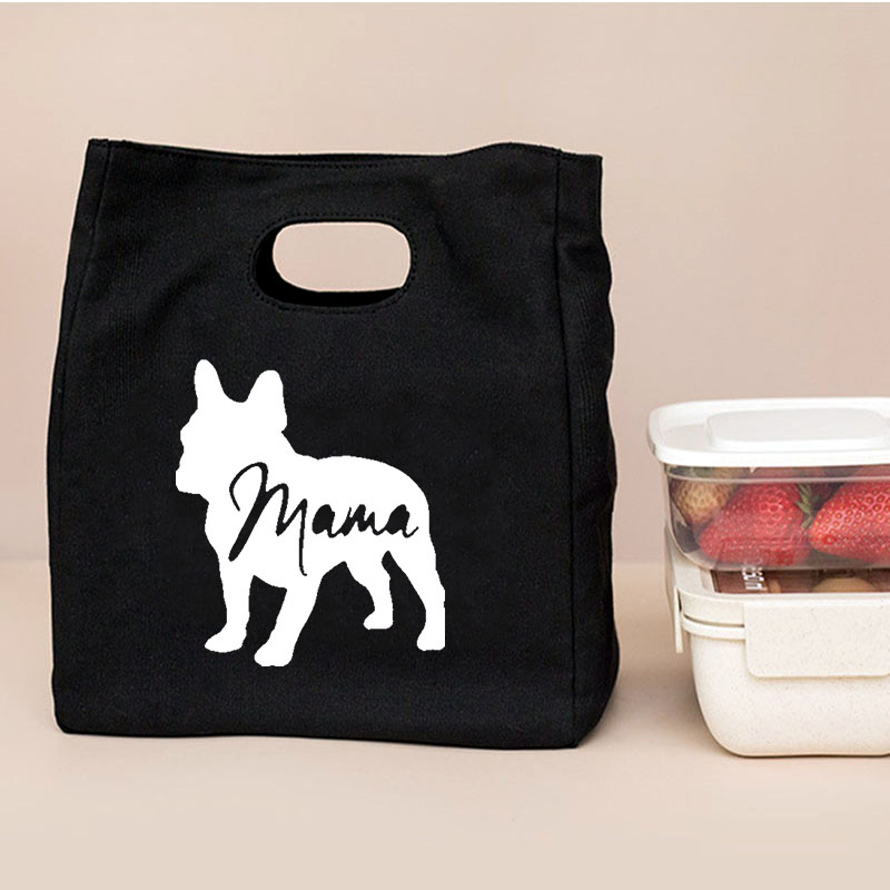 Sac à déjeuner isolant imprimé bouledogue français, sac de pique-nique Portable pour garder les aliments au , pochette fourre-tout isotherme pour l&#39;école,: Q00146-TBBK-C