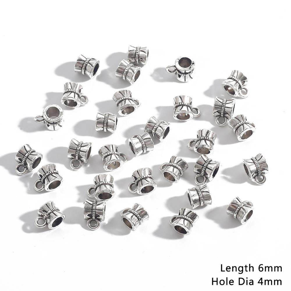 20pcs Bail bead Connector Charms 4-9MM Antique Silver Necklace Clasps for DIY Jewelry Findings Accessories: 06