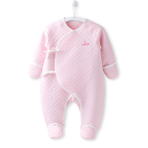 Cobroo 100%  bomuld nyfødt vintertøj 0-3 måneder baby fodbold med vanter langærmet spædbarn tøj baby pige dreng jumpsuit: Lyserød / 3m