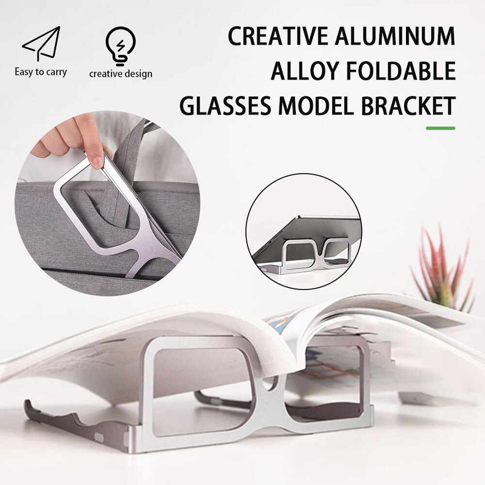 Aluminum Alloy Foldable Glasses Model Laptop Mount Adjustable Laptop Holder Notebooks Cooling Stand In Stock