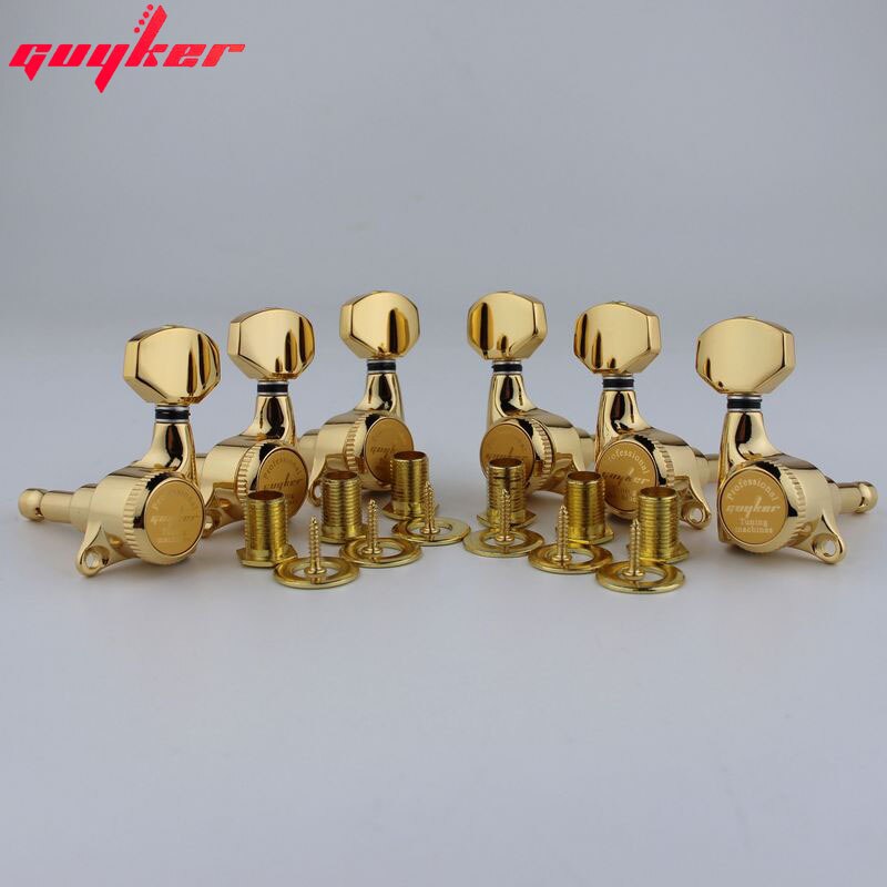 GUYKER Afinadores de bloqueo de guitarra dorados Clavijas de guitarra eléctrica Afinadores Clavijas de afinación de guitarra con cerradura de metal (con embalaje)