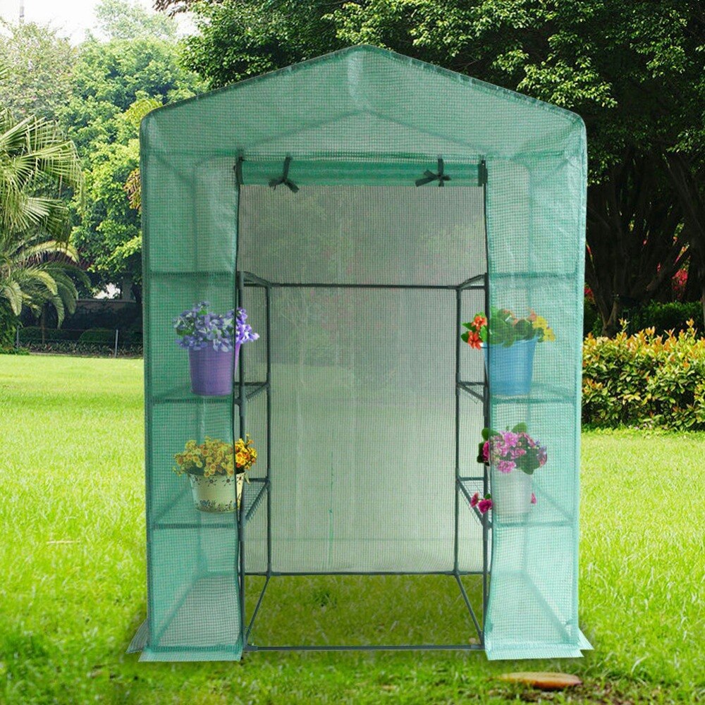 Portable Plastic Garden Greenhouse Cover For 2 Layer Mini Walk In Greenhouse Outdoor Protect Plants Flowers (no Iron Stand)