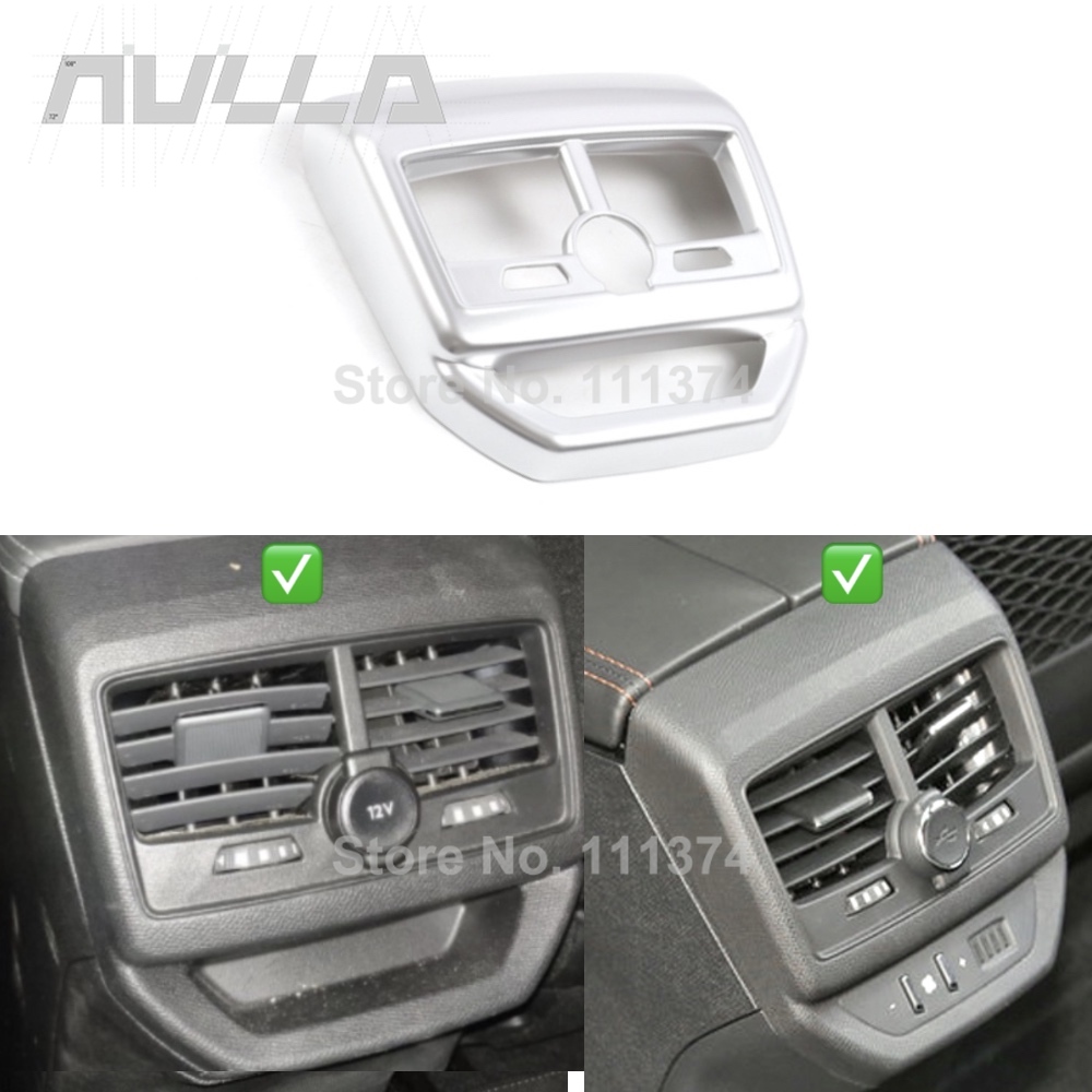 För peugeot 3008 5008 gt bil armstöd låda bak luftkonditionering ac vent uttag dekoration ram lock tillbehör: Abs silver matt-a