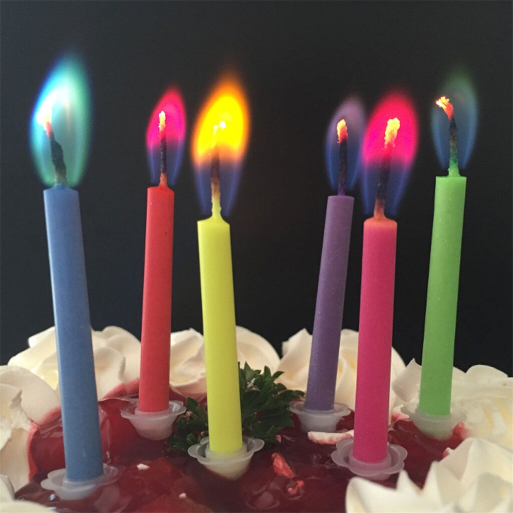IN STOCK! 12PCs Colorful Flame Birthday Candle Happy Birthday Candle Party Festival Colorful Flames Candle wax