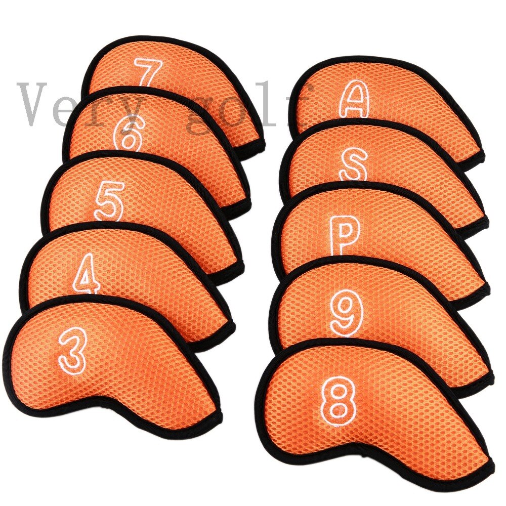 1 Set/10 Stuks Golf Club Iron Head Covers Headcover Meshy Iron Cover Vijf Kleuren Voor Kiezen