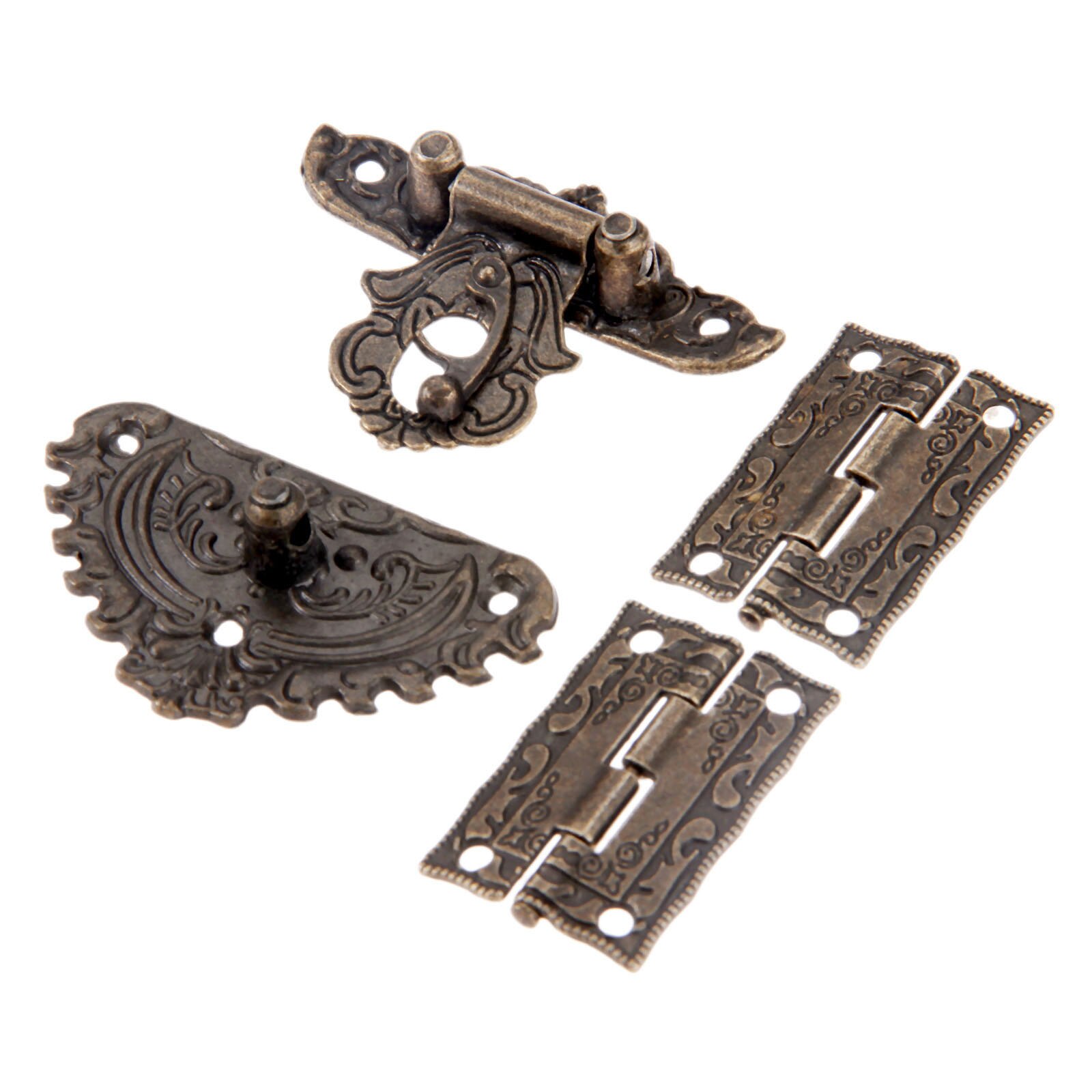 Antieke Bronzen Meubelbeslag Box Klink Hasp Sloten Toggle Gesp 2 Stuks Decoratieve Kast Scharnieren Voor Sieraden Houten Doos