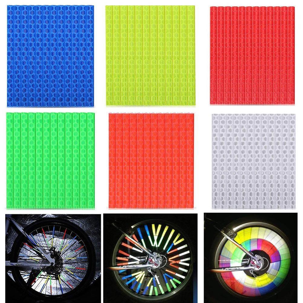 12Pcs Color Bike Wheel Rim Light Spoke Clip Safety Tube Bicycle Warning Light Reflective Strip Reflector Bike Accessories