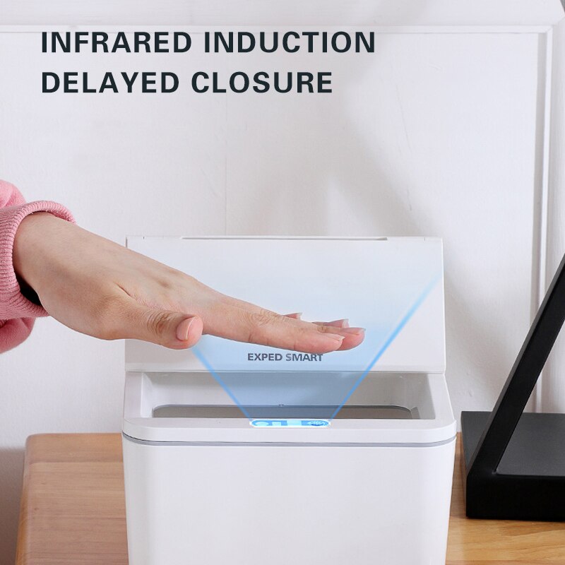 Intelligent Trash Bin Automatic Touchless Trash Can Intelligent Infrared Motion Sensor Garbage Cans Home Desktop Smart Dustbin