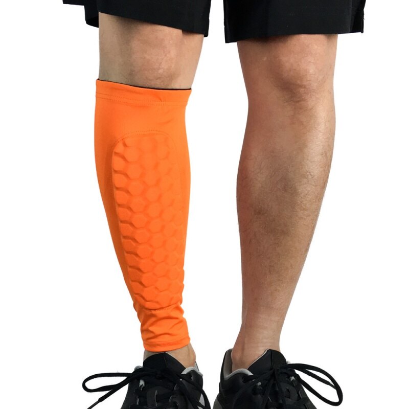 1Pcs Sport Basketbal Been Mouwen Honingraat Anti-Crash Compressie Been Kalf Mouw Fietsen Running Jogging Beenwarmers: Oranje / M