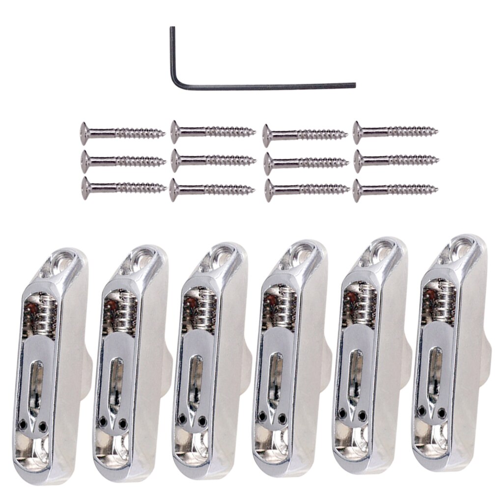 Juego de 6 uds. De silletas de puente individuales para guitarra de 6 cuerdas: Silver