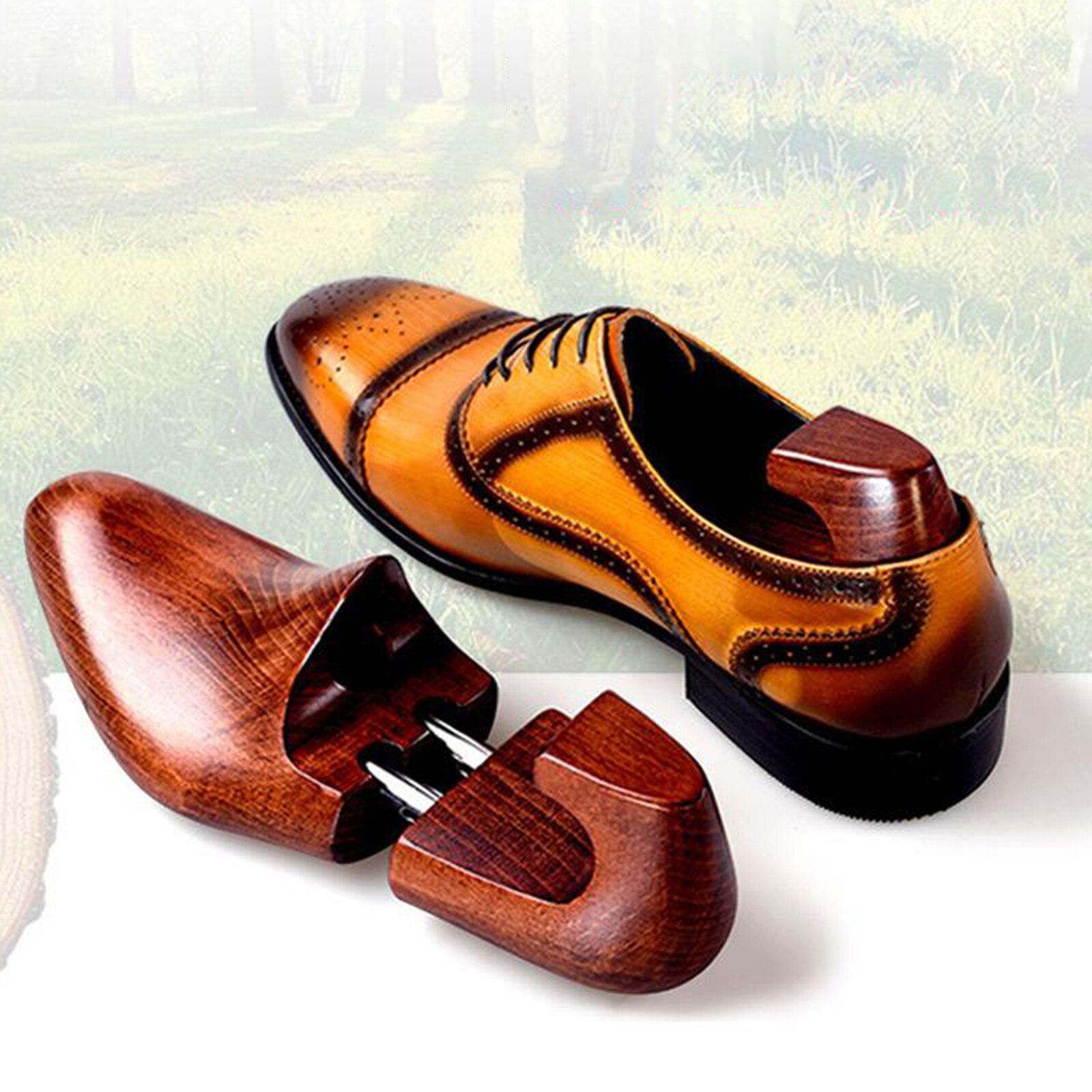 Alargador de árvore de sapato madeira natural modelador ajustável para sapatos casuais/de couro