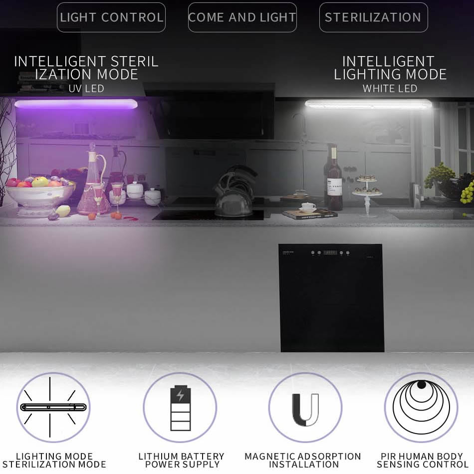 oakmoss UVC LED Ultraviolet Sterilizer with Infrared Induction for Wardrobe Wine Cabinet Kitchen Cabinet