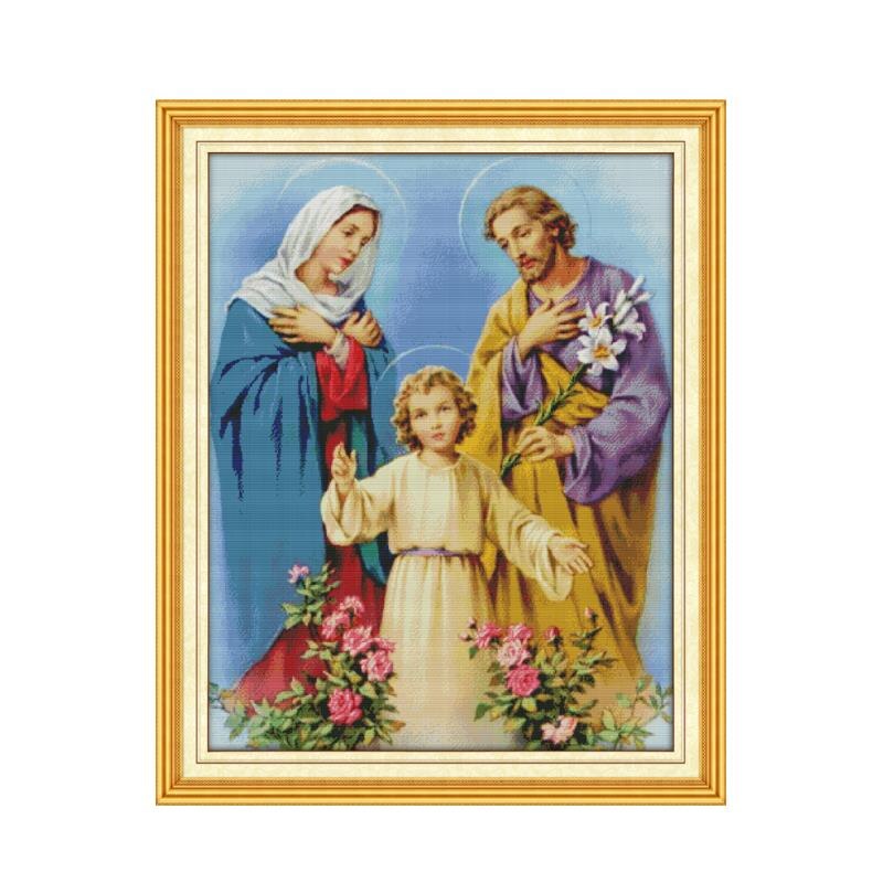 11CT Impresion en lienzo cuadros de punto de Cruz jezus Costura, Heilige familie van drie meubels, een decoratief schilderen van Jezus