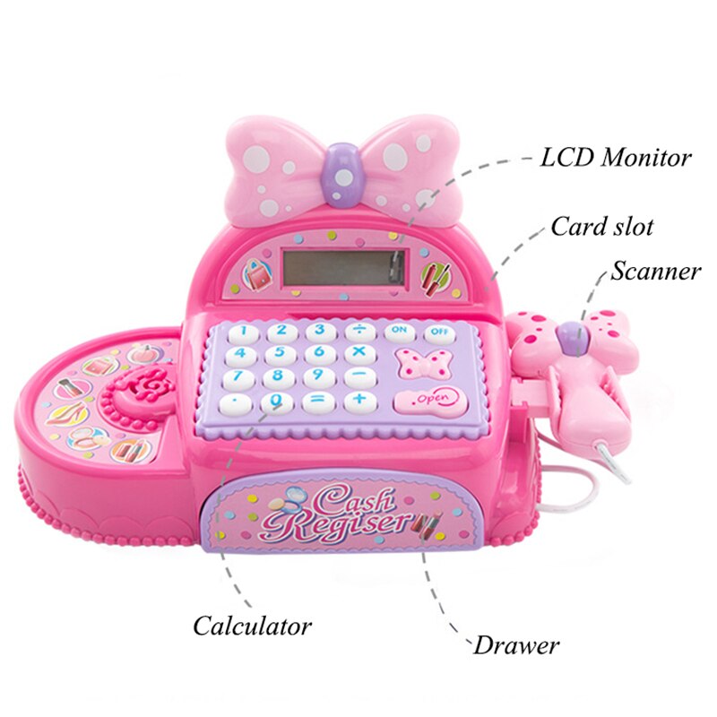 Children Pretend Shopping Game Toys Electronic Cashier Girls Play House Electronic Supermarket Toys Simulation Drama Props