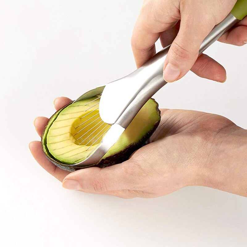3 In 1 Avocado Slicer Tool Werkt Als Een Splitter, pitter En Cutter Als Messenschiller Scoop Met Comfort-Handgreep (Groen-Snijmachine)