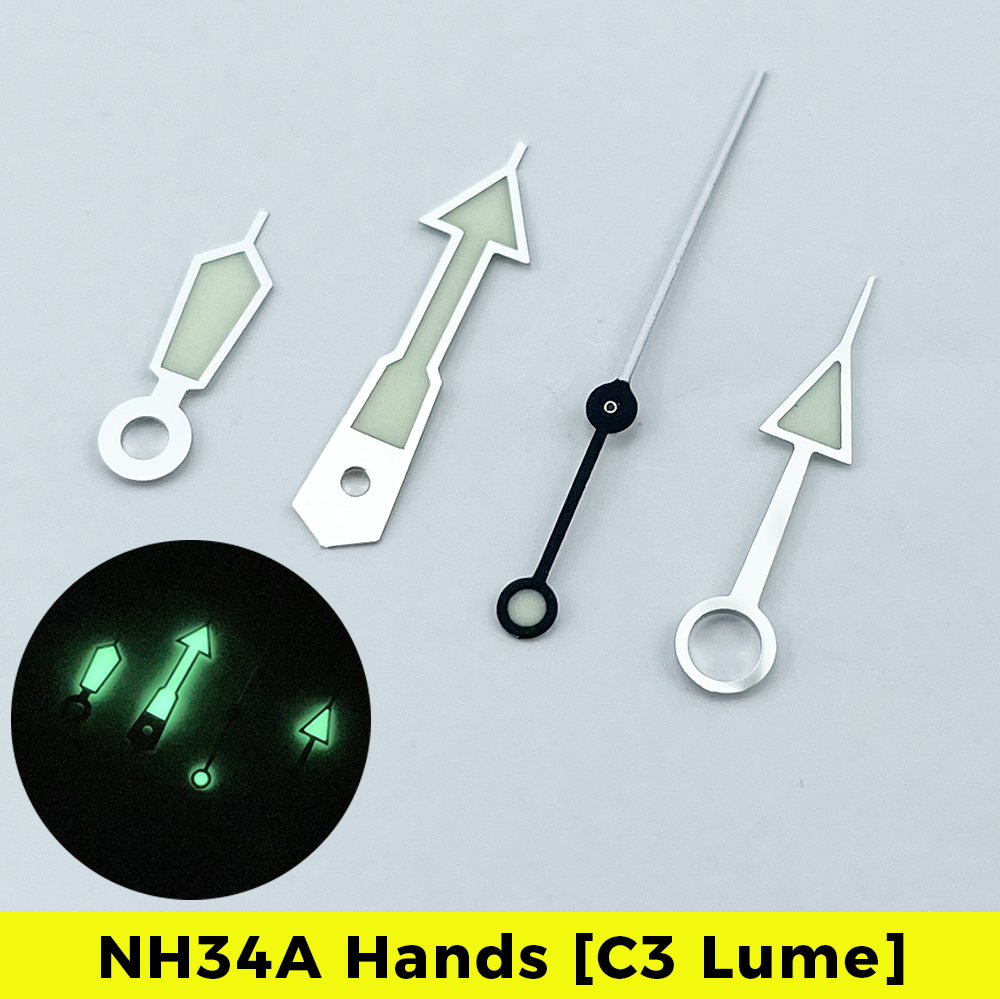 NH34A GMT aiguilles C3 Lume 4 aiguilles pour SKX007 SKX SSK GMT Mod SUPER LUME NH35 aiguilles vertes de: Couleur verte