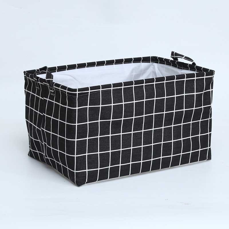 Nordic Fabric Lattice Waterproof Folding Laundry Basket for Desktop Sundries Storage Box for Toys Books Dustproof Storage Basket