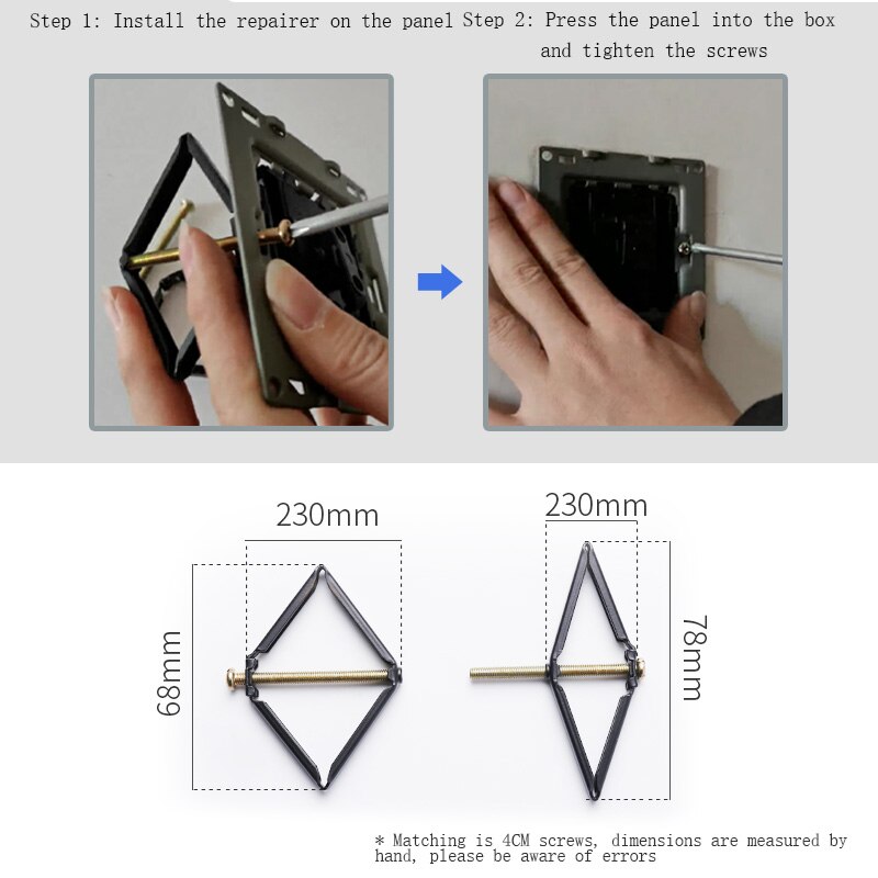 Bcsongben Wall 86 * 86mm Back Box Cassette Repairer Support Repairer Support Rod Electrician Accessories
