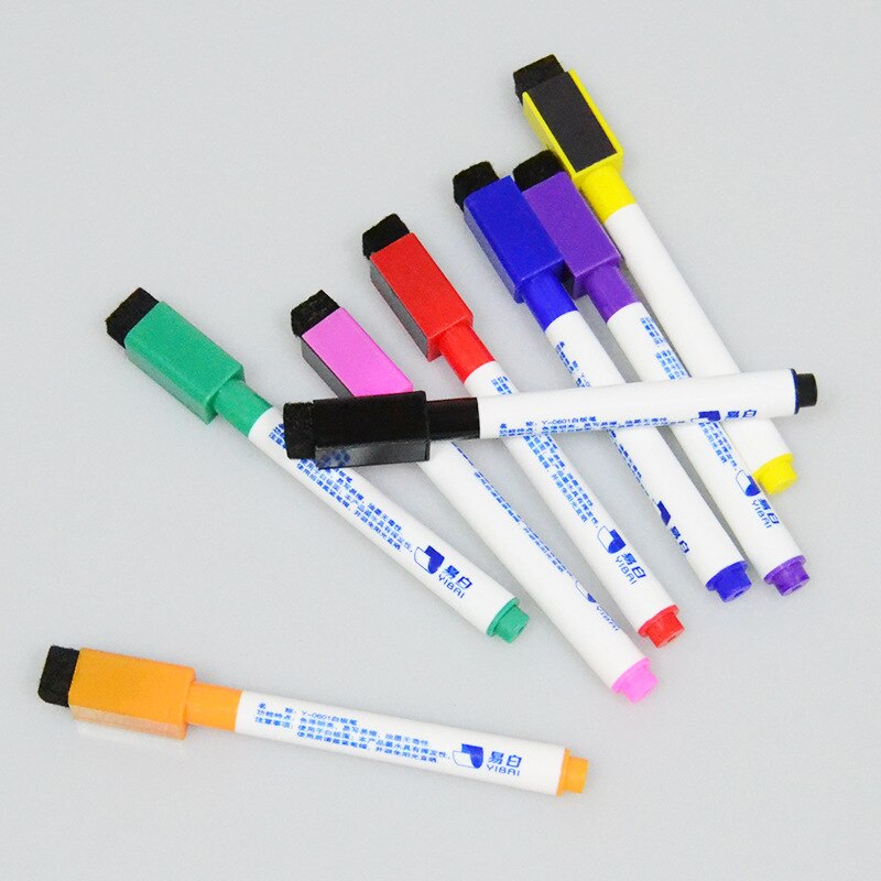 Sæt  of 8 stk whiteboard pen med magnetisk giftfri whiteboard pen slettet pen  in 8 farver