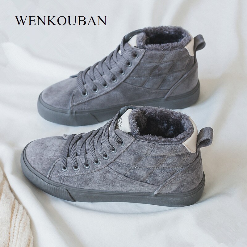 Kvinnor vinter sneakers korta plysch ankel boots kvinnor plattform sneakers hög päls varma sneakers dam skor tenis feminino