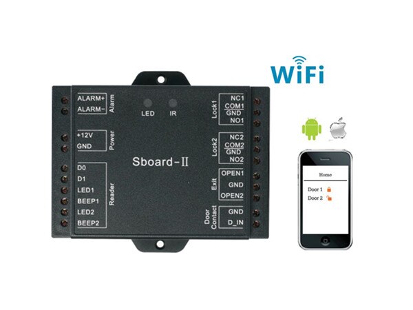 Sboard-II Wifi Mini Zwei-tür Regler Fernbedienung Öffnen Tür Durch Handy, Mobiltelefon Unterstützung Wiegand 26 ~ 37Bits Leser Mini Wifi Zugriff Regler