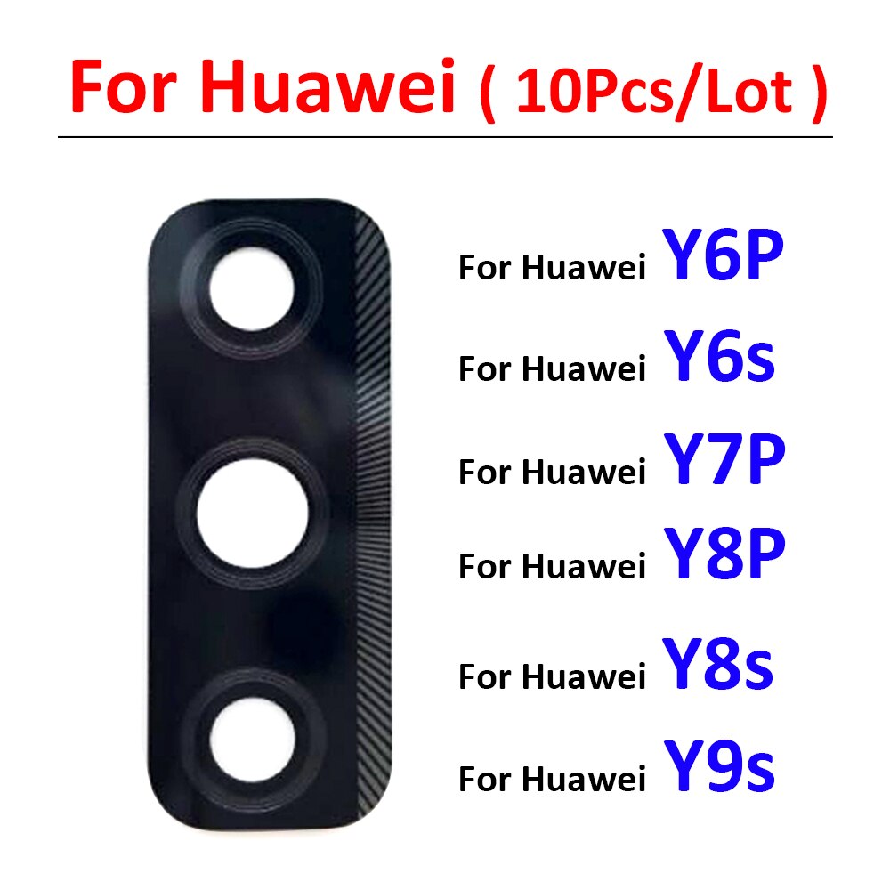 10pcs/Lot, Rear Back Camera Glass Lens Cover For Huawei Y5P Y9S Y8S Y8P Y6P Y7P Y5A Y6s With Ahesive Sticker
