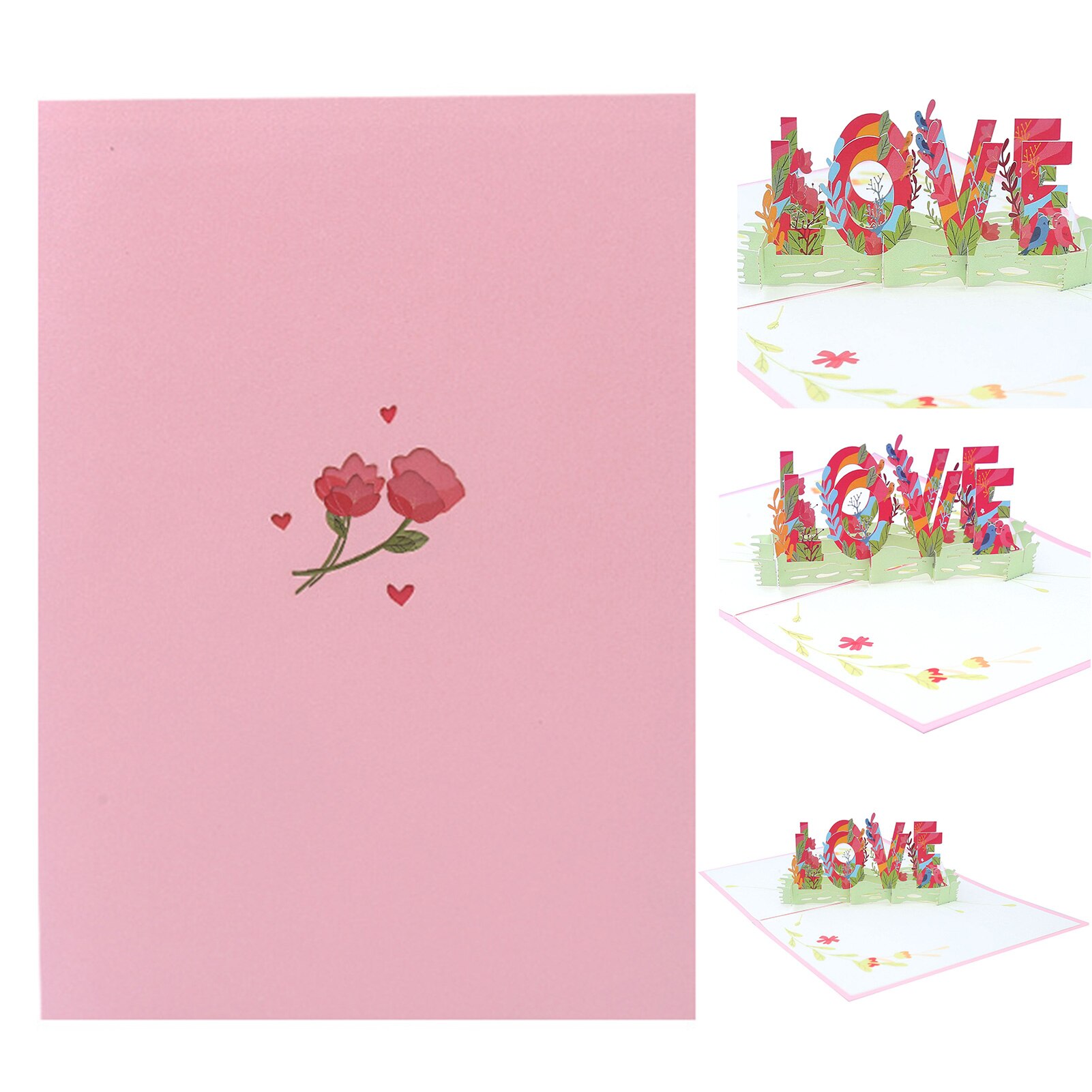 3D Pop-Up Cards LOVE Letter DIY Handmade Greeting Card for Valentine Day Anniversary Party Wedding Decoration