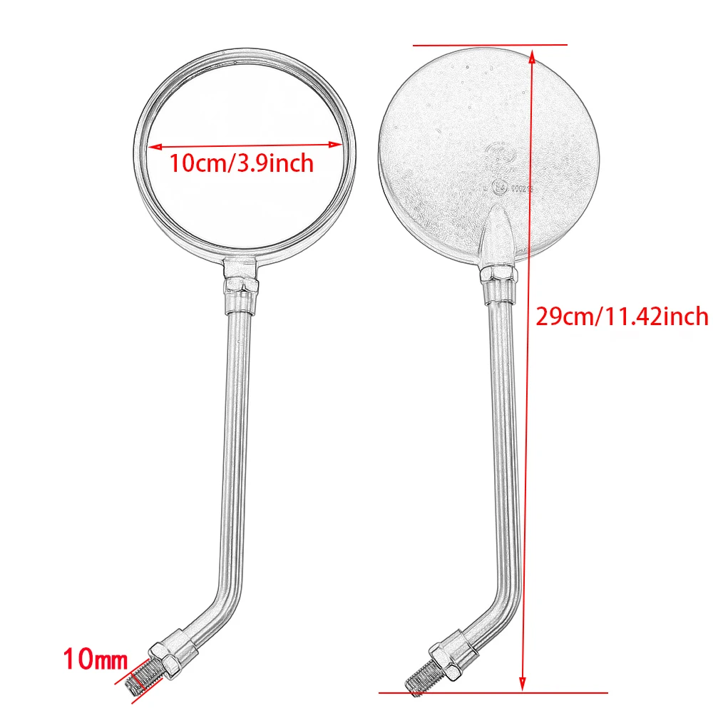 Universal Motorcycle Black Round Long Stem Retro Rear Mirror For Most 10mm Thread Dia Rear View Mirror Motorbike Side Mirrors