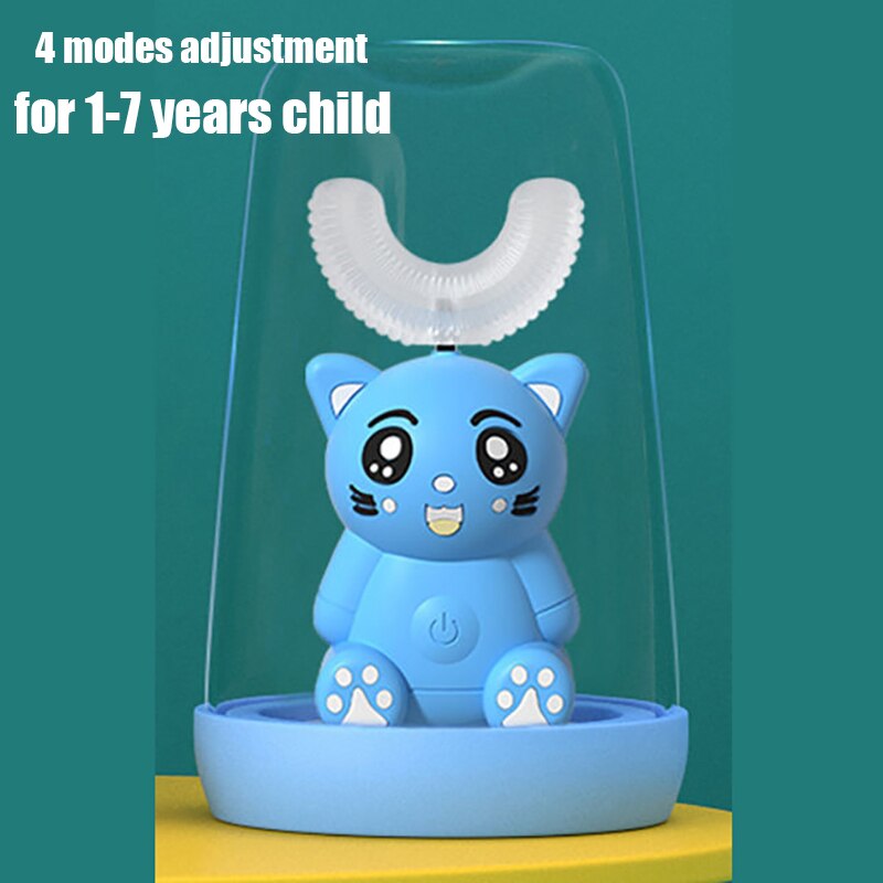 Smart U-Shaped Electric Toothbrush Kids Silicon Automatic Ultrasonic Teeth Tooth Brush Cartoon Pattern Children 360 Degrees Home: Uxingyashua-01