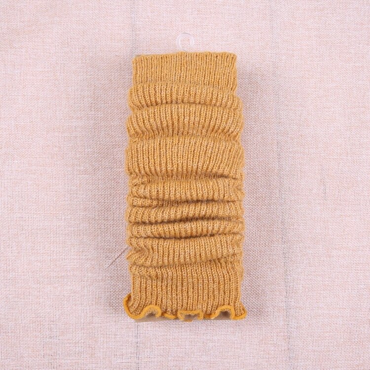 Studenten beenwarmers lange sokken dames pure kleur laars manchetten kousen meisjes winter wollen gebreide sokken dames: Geel