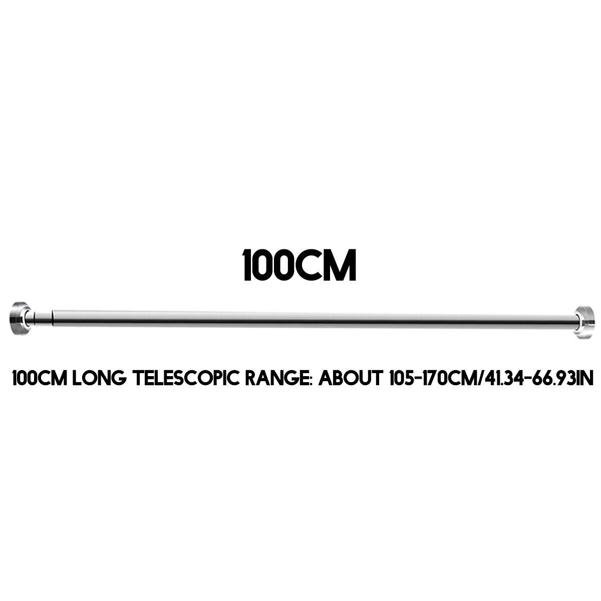 50CM-150CM Shower Curtain Rod Curtain Pole Adjustable Stainless Steel Spring Tension Rod Rail for Clothes / Towels / Curtains: 100cm