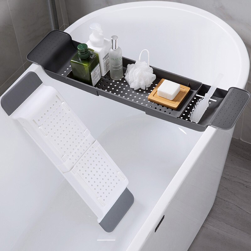 Plateau De Baignoire Réglable Extensible 55-78cm - Accessoire Bain Pour Bougies, Savon Et Serviettes