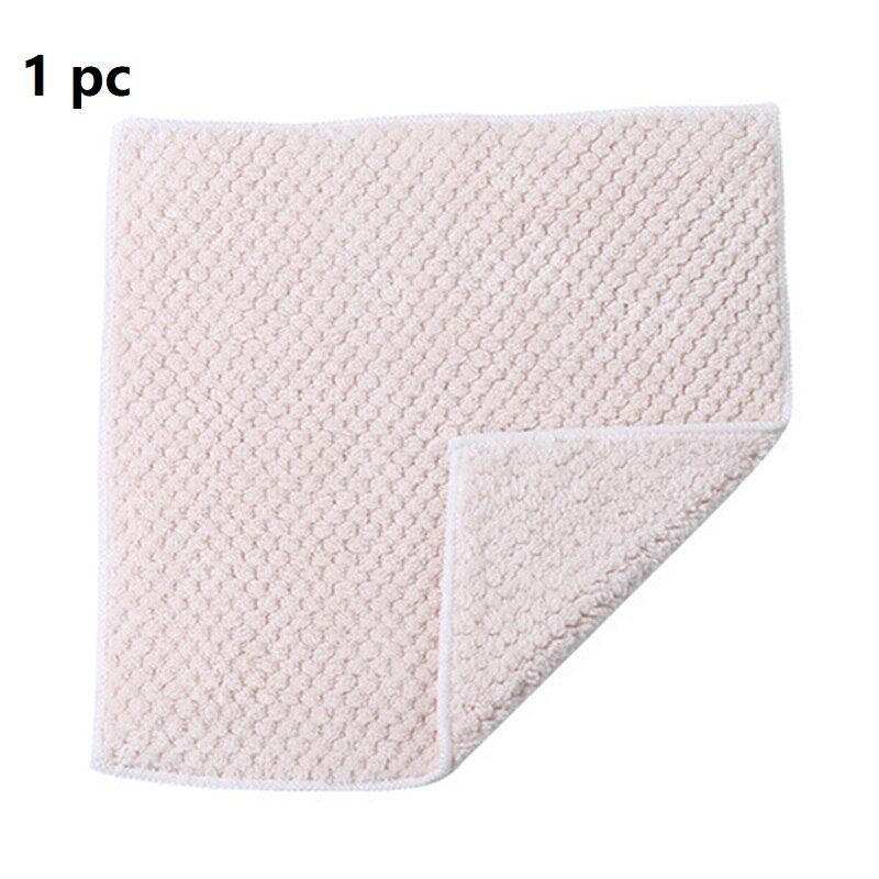 Kitchen Accessories Anti-grease Wipping Rags Oil Absorbent Cashmere Cleaning Cloth Home Washing Dish Cleaning Towel Wipe Cleaner: beige 1pc