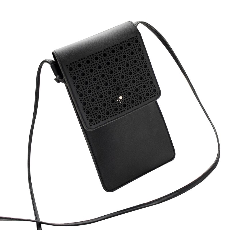 Mini sac bandoulière pour téléphone portable, pochette pour écran tactile, fenêtre transparente, DIN889: Black