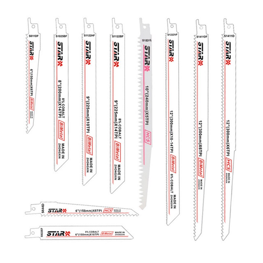 10PCS/SET Reciprocating Saw Blade Set Jig Saw Blade For Loose Blade Tool Parts For Bimetal Material Nail Cutting Wood