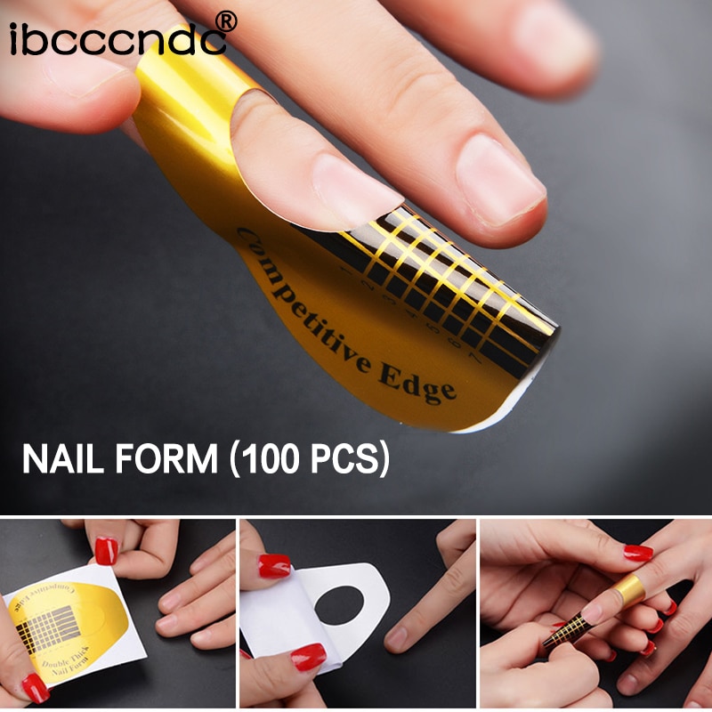 100 Stks/partij Nail Forms Acryl U-vorm Nail Art Folies Tips Uitbreiding Gids Sticker Voor Diy Polish Gel Franse Tips manicure Gereedschap